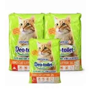 데오토일렛 고양이 모래 제올라이트 4L 2개 + 2L 1개