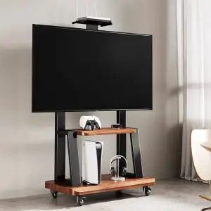 티비거치대 TV 스탠드 32-65인치 화면용 모바일 카트 이동식 롤링 플로어 선반 잠금 휠 높이 중량형