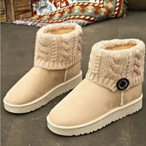 니트 카라 디자인 버튼디테일 겨울패션신발 미들부츠 양털신발 털신발 캐쥬얼부츠