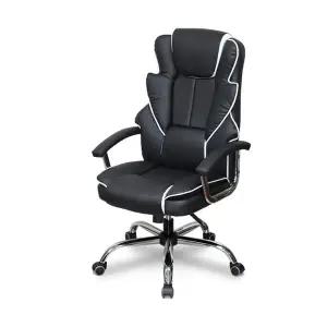 (무료배송) 보루네오 프라임 이중럭킹 화이트라인 블랙 가죽의자 U799