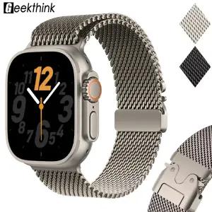 애플 워치 울트라 3/2 49mm 아이워치 시리즈 11 10 9 8 7 6용 티타늄 밴드 천연 티타늄 밀라니즈 루프 스트