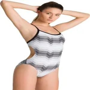 아레나 여성용 멀티컬러 스트라이프 백 원피스 챌린지