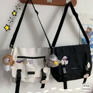 캐주얼 버클장식 캔버스 메신저백 크로스백 학생가방 옆으로매는가방 직장인크로스백