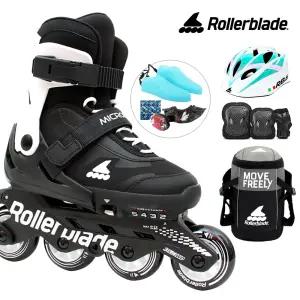 롤러블레이드 아동 인라인스케이트 마이크로블레이드 블랙+가방+보호대+헬멧 유아 인라인 신발항균건조기