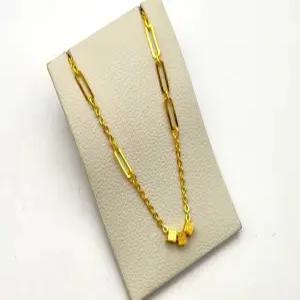 24K 순금 5돈 일체형 사각 볼 목걸이(18K 연결고리 장식)