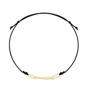 [모룬] 당일발송 14K 골드 클립체인 드로우 실크끈 블랙 실팔찌 MOB41735