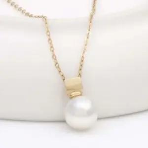 14K GOLD 8mm 진주 네모 금 펜던트