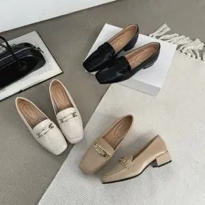 여성 719NJG65 3컬러 스퀘어토 데일리 쿠션 로퍼힐 미들힐 구두