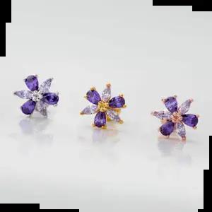 하프링 써지컬 핀 큐빅 피어싱 퍼플라워 3종 택1