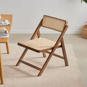 원목 라탄의자 접이식 식탁체어 홈카페 인테리어 소품 심플 디자인 간이 등받이 이동식