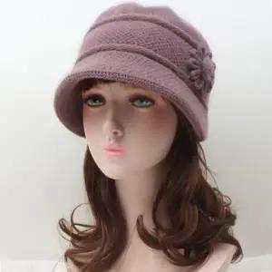 FW 꽃 앙고라 니트 챙모자