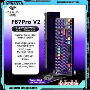 AULA F87 Pro V2 무선 기계식 키보드 3모드 12000mAh 긴 배터리 수명 핫스왑 RGB 커스텀 E-스포츠 게이밍 키보드