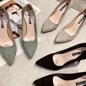 (올핀)스웨이드 뾰족코 하이힐 펌프스 6CM 여자구두 LK