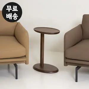 [벤티스가구]안나 사이드 원형 테이블 미니 소형 탁자 미니 소형 입식 원탁 슬림(450/월넛)