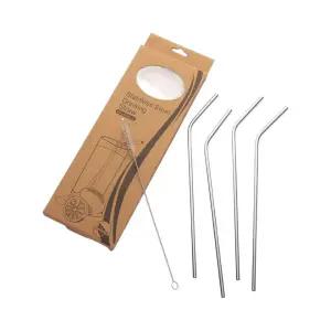 커브형 스텐 빨대 세트 (5종 25.5x0.5cm) DK13긴주름 롱스트로우 스테인리스 형빨대 다회용 세척솔 곡선 개