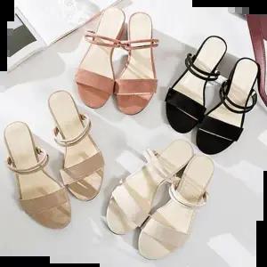 여자신발 여자 스웨이드 스트랩 여름 샌들 오픈토 구두 슈즈