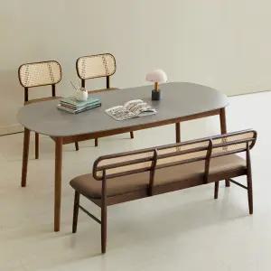 스칸디 와플 1600 4인 타원 세라믹 식탁세트 (의자2+벤치1)