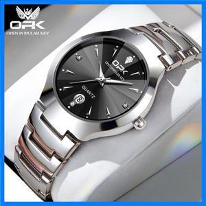 OPK 8105 남성용 시계 다이아몬드 디자인 방수 날짜 쿼츠 손목 시계 남성용 스테인레스 스틸 스트랩 오리지