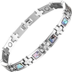 여성용 바이오매그 마그네틱 브레이슬릿 티타늄 스틸 사이즈 조절 도구가 있는 크리스탈