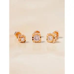 [미니멀피어싱]14K 18K 루미라이트 골든 스퀘어 다이아몬드 피어싱