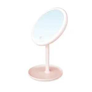 나비 LED 조명 화장 거울 173x173mm 메이크업 탁상 무드등 마그네틱 5배확대경 스탠드 충전식 NV53-CMR7