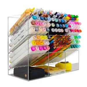 마카펜정리함 문구 대용량펜꽂이 펜 정리함 아크릴 연필꽂이 수납함 필기구 마커 책상 투명
