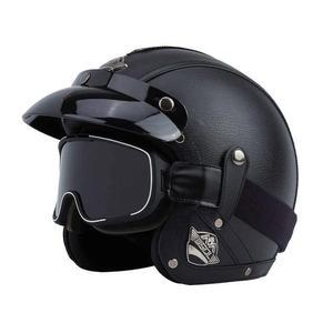 페이스헬멧 클래식 가죽 할리 스쿠터 반모 헬멧 하프 바이크