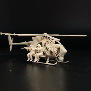 현대 미국 MH61 헬리콥터 송진 모델 2 조종사 및 4 군인 피규어 디오라마 도색되지 않은 미니어처 1/72 체