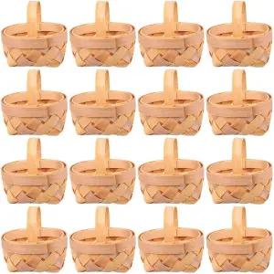 가나조노 미니 나무 바구니 6.5X5X3.5인치 수제 작은 칩 파티 사탕 결혼식 간식 보관용 선호