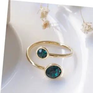 R034 에메랄드 오스트리아 크리스탈 골드 프리반지