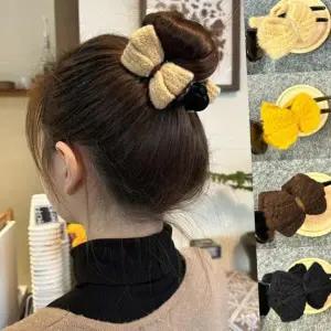 올림머리 집게 머리집게 니트 더블 리본 똥머리집게핀 머리핀