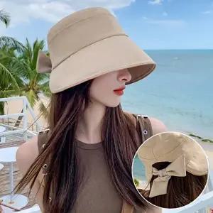 햇빛가리개모자 여성 봄 여름 가을 산책 땀흡수 경량 뒷리본 버킷햇