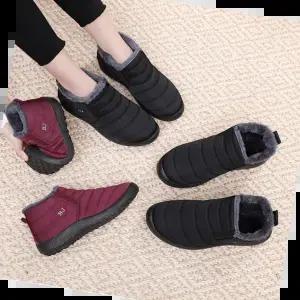 따뜻한 여성 겨울 엄마신발 방한화 패딩 단화 기모 안감 방수