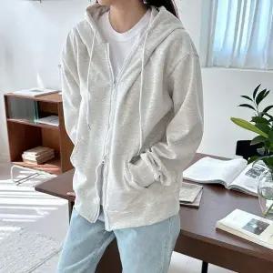 여자 JP87EL83 후드 면 집업 자켓 긴팔 봄 가을 데일리 점퍼