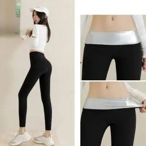 여성 IU65XY59 5부 땀배출 하이웨스트 복부 땀복 레깅스 블랙