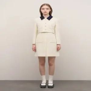 [매장 정품] 시스티나 디테쳐블 카라 트위드 원피스 결혼식 복장