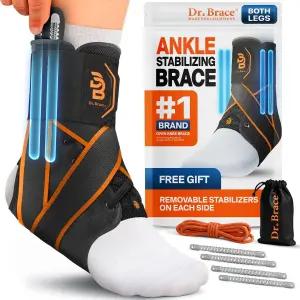 Dr Brace ？ 발목을 위한 통기성 보호대 오렌지 독특한 핏 발목 스태빌라이저 쉽습니다 엑스 레이스업 슬림