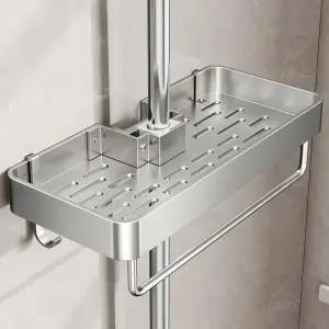 스테인 샤워봉 선반 욕실 수납 타월걸이 무타공 코너랙 광택 실버