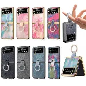 유니블링 갤럭시 z플립3 반짝이 글리터 큐빅 링 고리 케이스