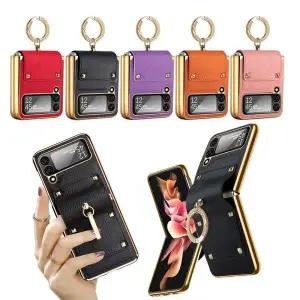 유니블링 갤럭시 z플립 3 4 5 골드 링 그립 힌지 보호 케이스