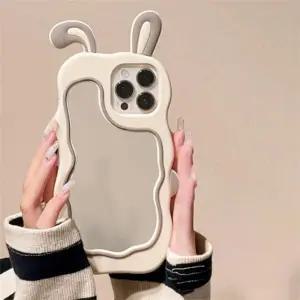 유니블링 아이폰 14 13 12 11 토끼 귀 쫑긋 미러 실리콘 케이스