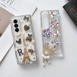 유니블링 갤럭시z폴드 3 4 5 나비 에펠탑 큐빅 보석 투명케이스