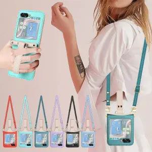 유니블링 갤럭시 z플립 6 5 4 3 가죽 링 스트랩 줄 힌지 케이스