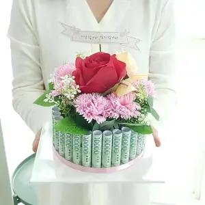 OFJ784S6플라워케익용돈박스 30 핑크 생신 선물