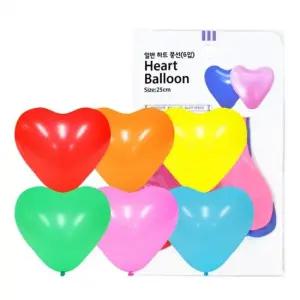 WL PC) 25cm 일반 하트 풍선 6입) 행사풍선 파티풍선 풍선세트 생일장식풍선 장식용풍선
