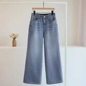 [잇수다] 더하몬 워싱 히든밴딩 와이드 진청 데님 팬츠