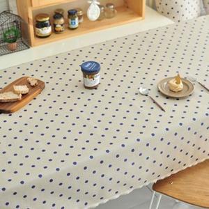 [핫트랙스]대폭]빈티지도트 린넨 방수식탁보(네이비 2인~10인용)