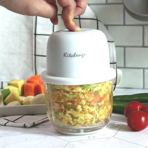 키친구 무선 만능 전동다지기 가정용 곡물 마늘 고기 야채 양념분쇄기 소형 유리 전동차퍼 300ML