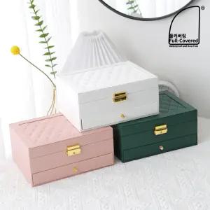 풀커버링 2단 골드락 보석함 악세사리 보관함 귀걸이 반지 목걸이 시계 케이스