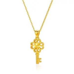 [한국금다이아몬드] 여자 순금 목걸이 꽃 행운 열쇠 24K 7.5g 18K장식